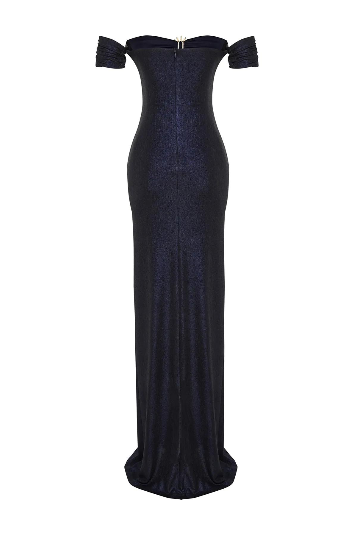 Trendyol Collection  X Zeynep Tosun Marineblaues Abend- und Abschlusskleid mit Sonnenaccessoires TCLSS23AE00002