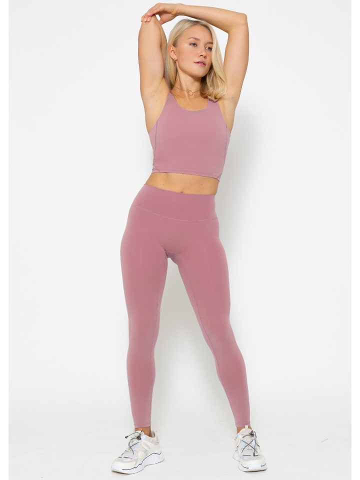 SASSYCLASSY Sport BH mit breiten Trägern und Rückenausschnitt in Rosa günstig kaufen