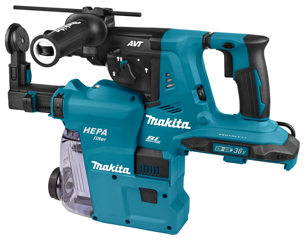 Ciocan percutor Makita DHR283ZWJU 2 x 18V cu aspirare a prafului și transmițător AWS, fără baterii și încărcător
