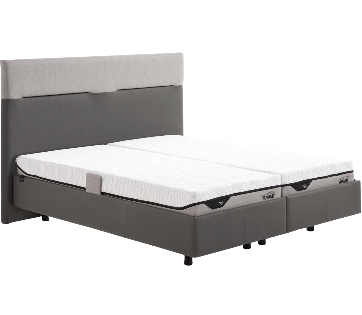 Tempur Boxspringbett Flat Pro SmartCool starr Grau 180 x 200 cm