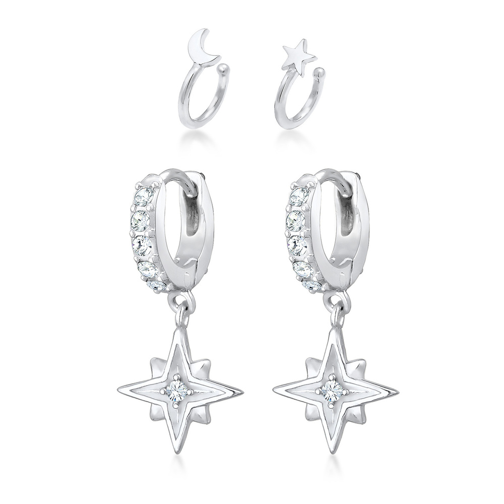 Elli Elli Boucles d'Oreilles Astro Étoile Élégant avec des Cristaux Boucles d'Oreilles Boucles d'oreilles