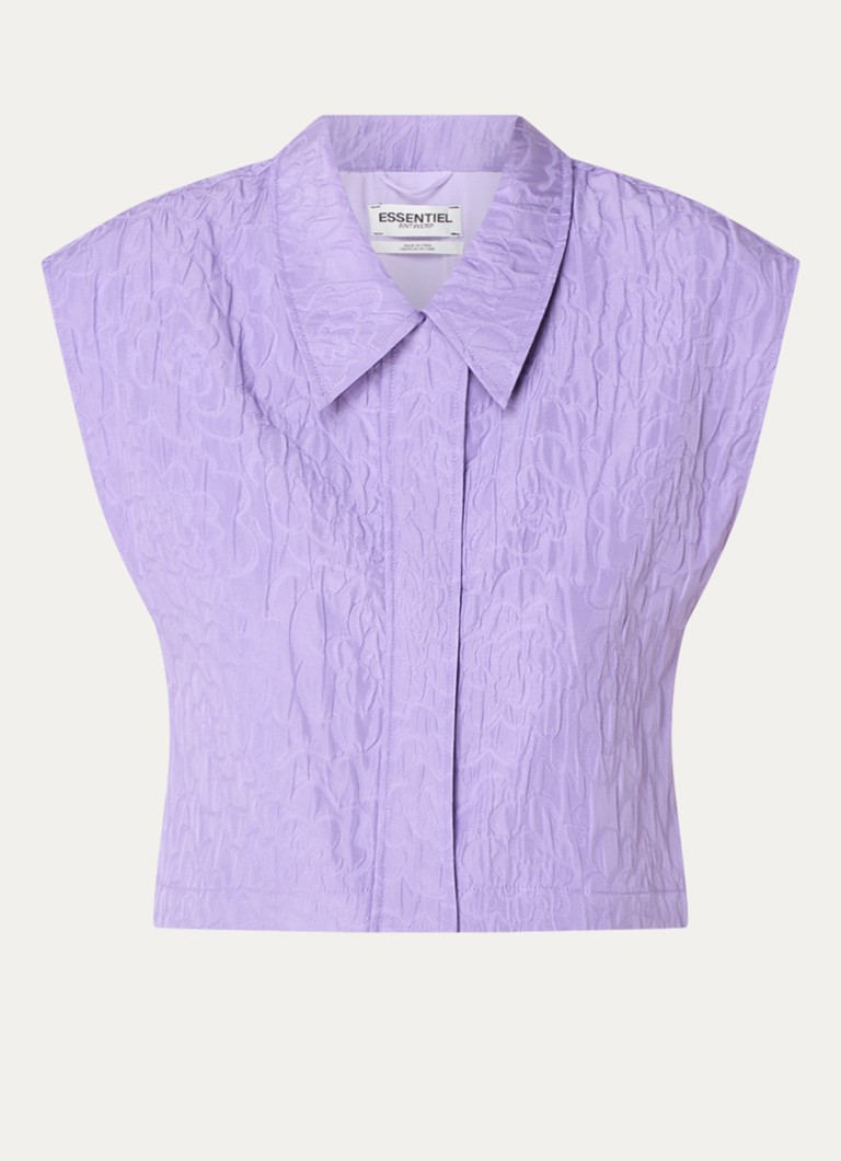 Essentiel Antwerp  Mouwloze cropped blouse met jacquard dessin