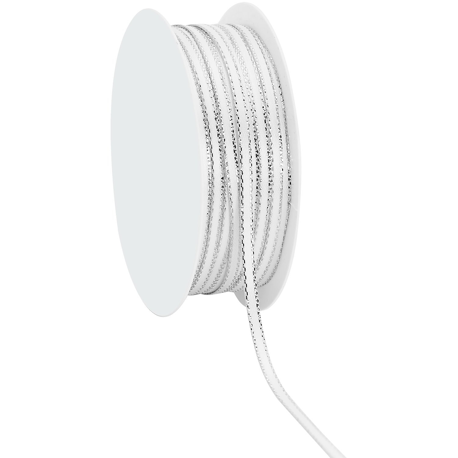 Satinband, weiß-silber, 3 mm, 20 m