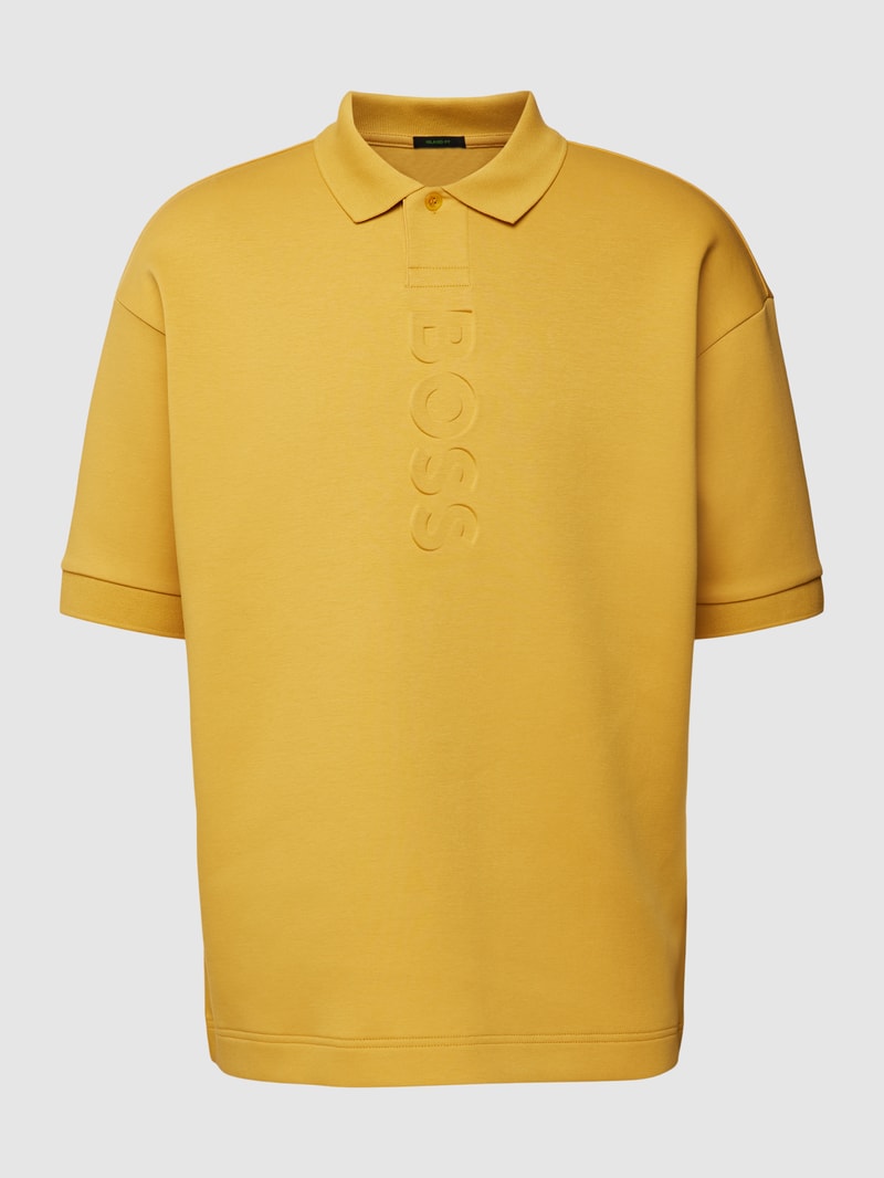 Relaxed Fit Poloshirt mit Marken-Detail Modell 'Pirax' in dunkelgelb
