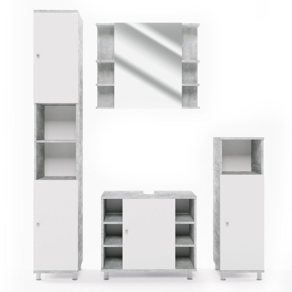 Vicco Badmöbel-Set Badezimmerset FYNN Beton Set 4, (4-er Set, 4-St., 4-er Set)