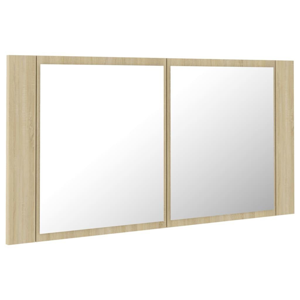 vidaXL Badezimmerspiegelschrank LED-Bad-Spiegelschrank Sonoma-Eiche 90x12x45 cm Acryl (1-St)
