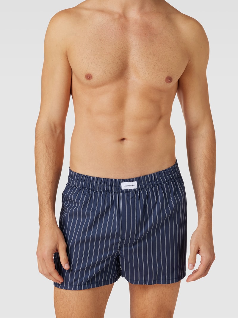 Boxershorts mit Allover-Muster im 2er-Pack in dunkelblau
