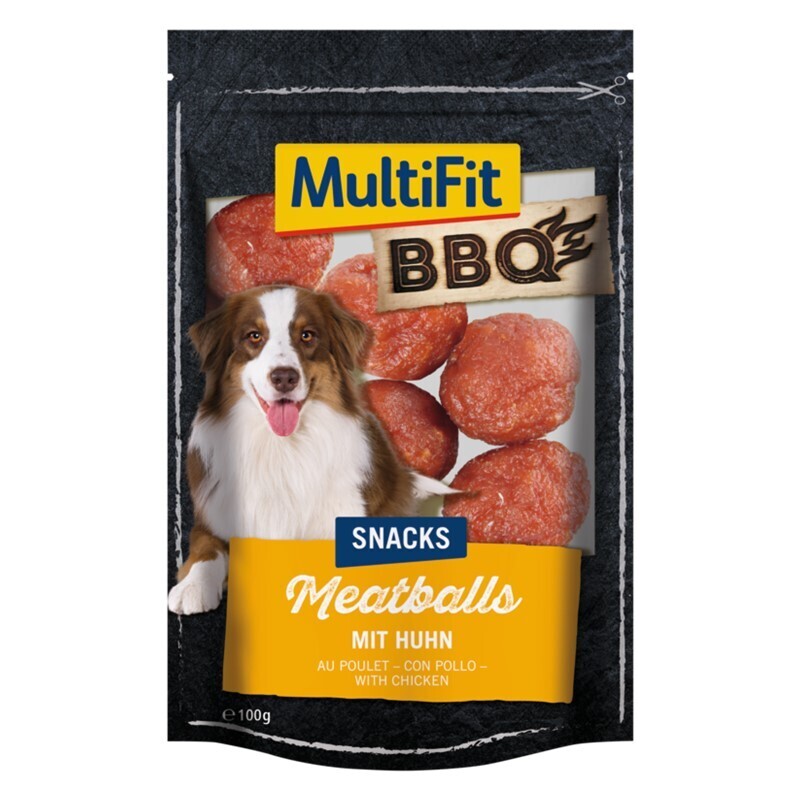 MultiFit Snacks MultiFit BBQ-Snack 100g Meatballs, Meatballs mit Huhn