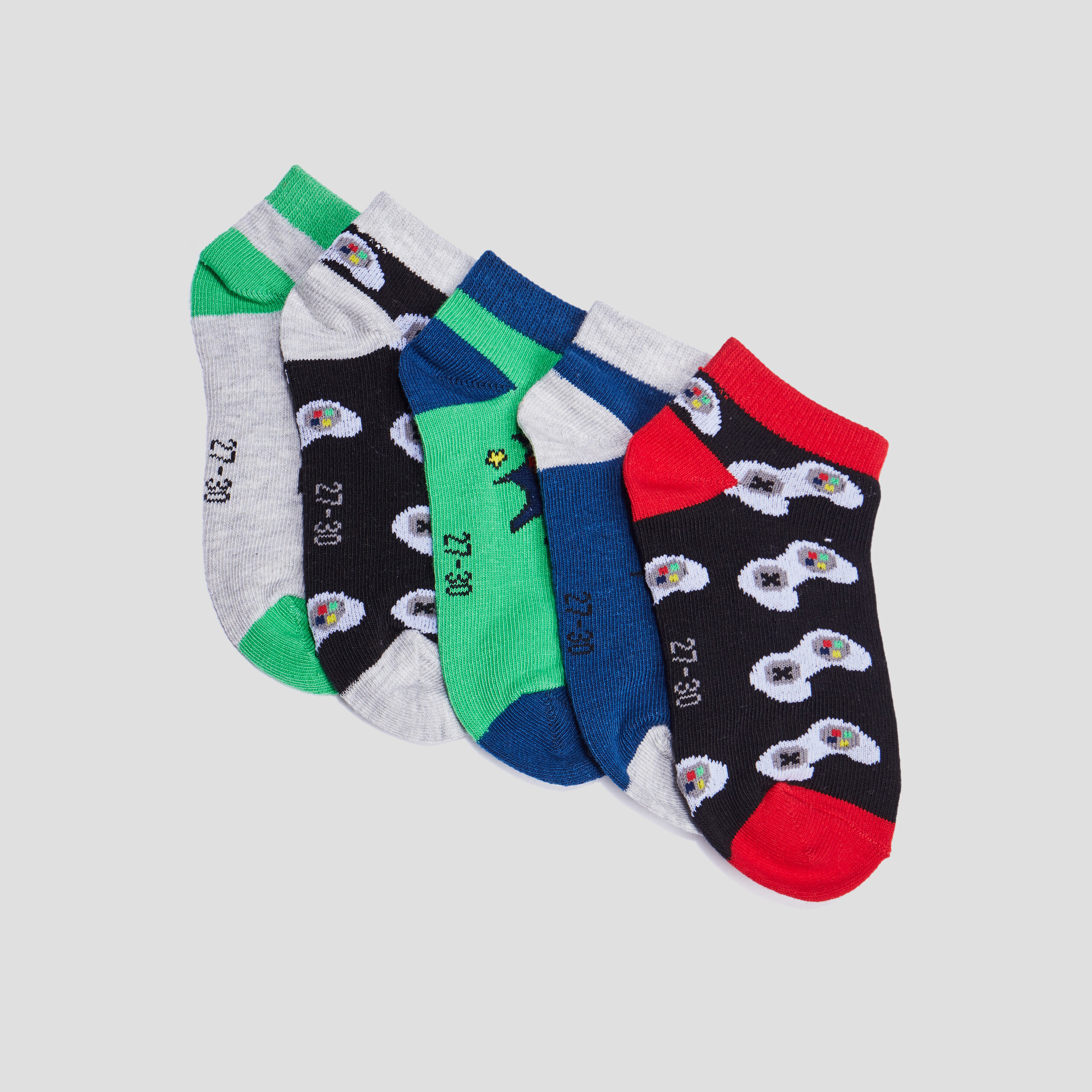 Lot 5 paires chaussettes invisibles multicolore garçon | La Halle