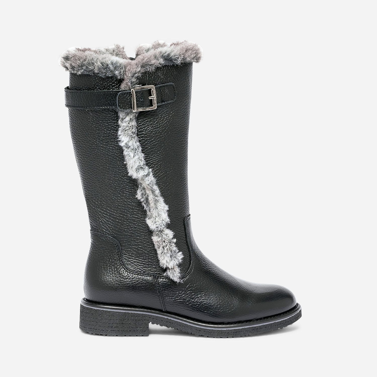 Botte noire en cuir fourré