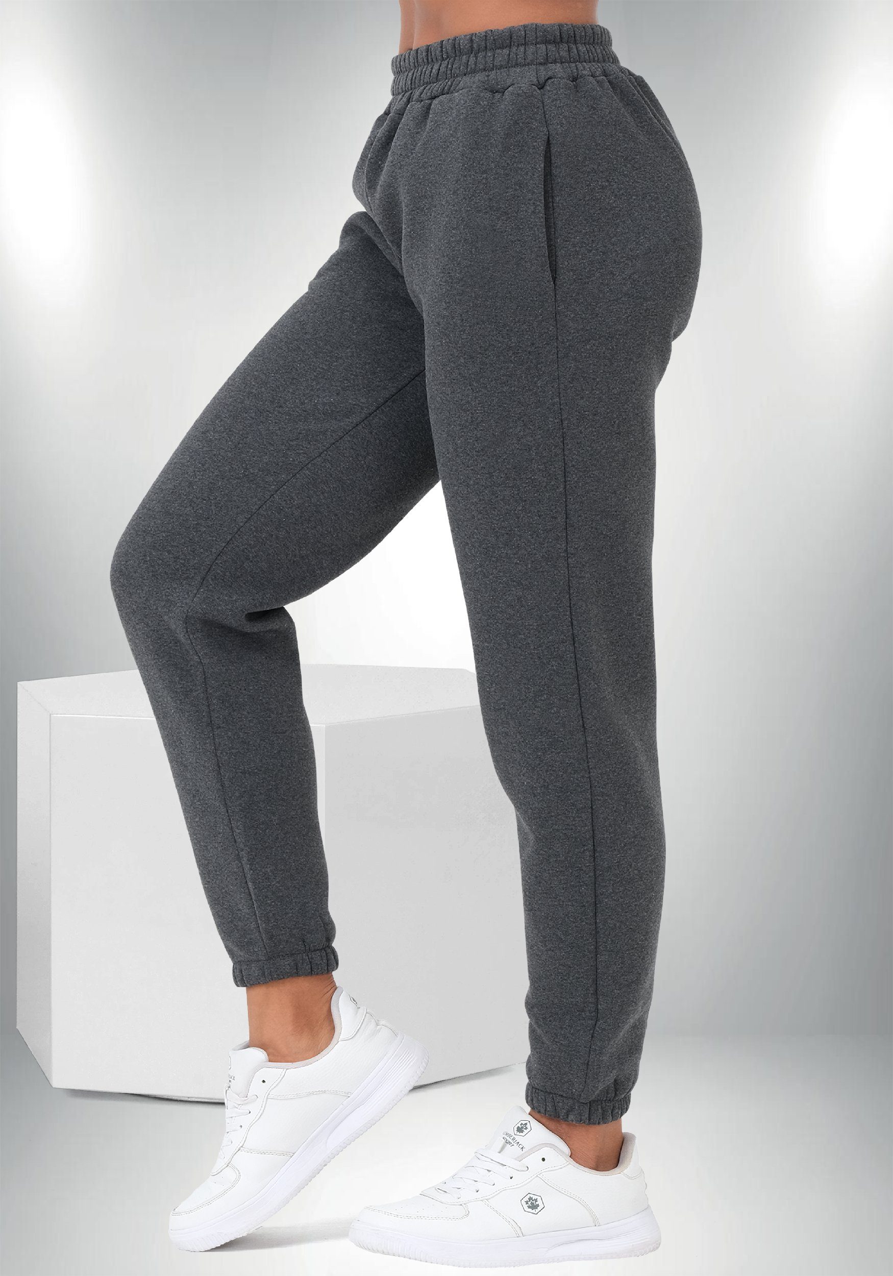 Smith & Solo Sweathose Jogginghose Damen Winter Sporthose (1-tlg) Baumwolle, Loose Fit, Oekotex