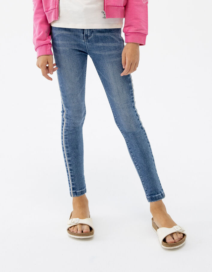 Jean skinny bleu microbilles côtés fille