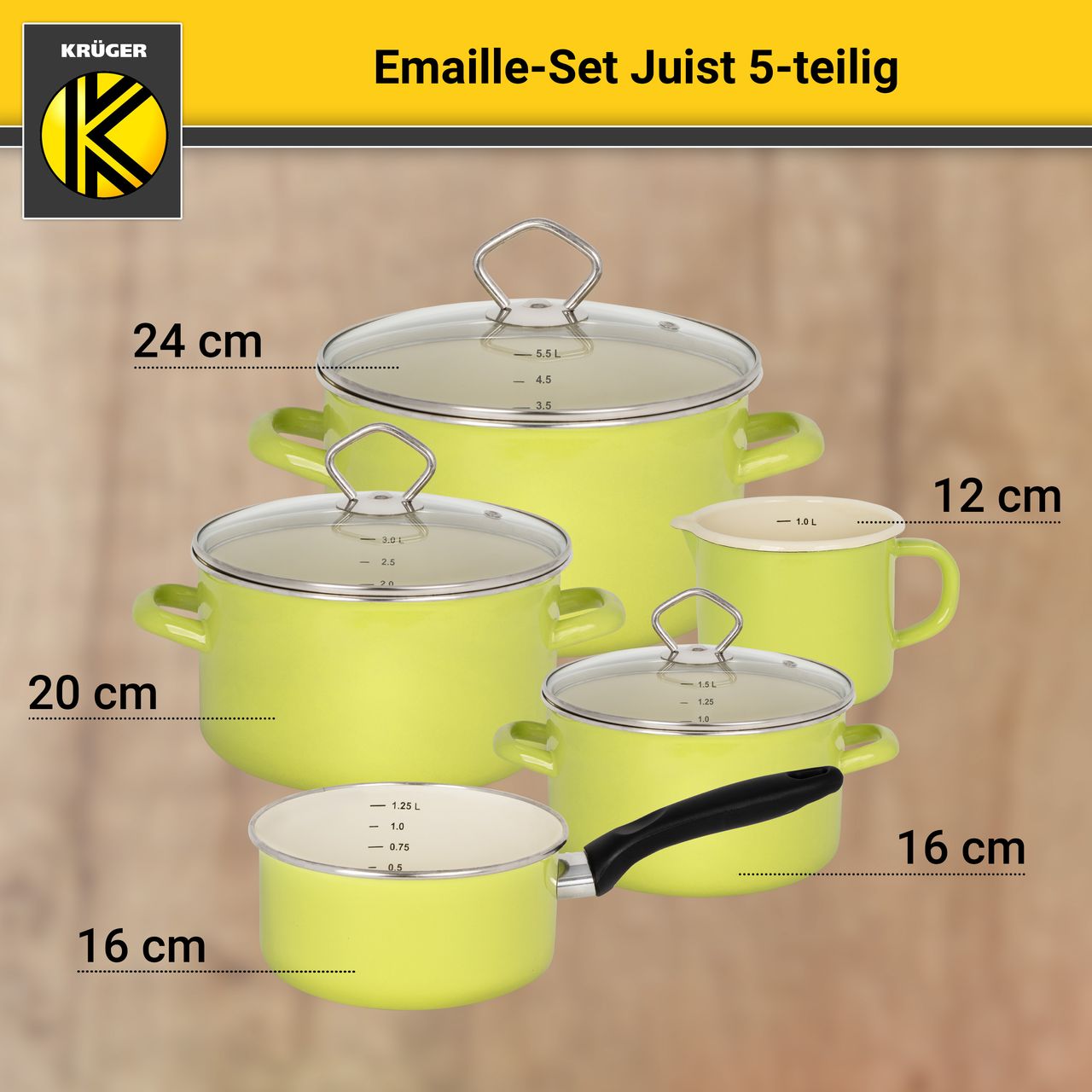 Karl Krüger Emailliertes Topf-Set JUIST, 5tlg.
