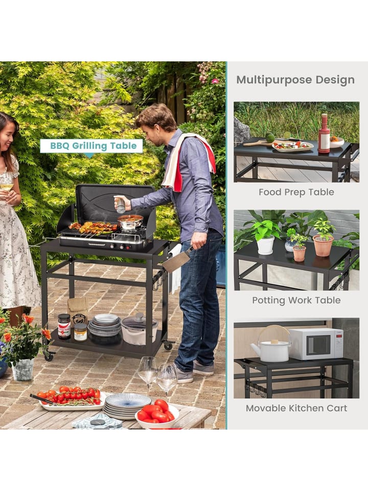 COSTWAY Grillwagen Outdoor in Schwarz günstig kaufen 108 cm