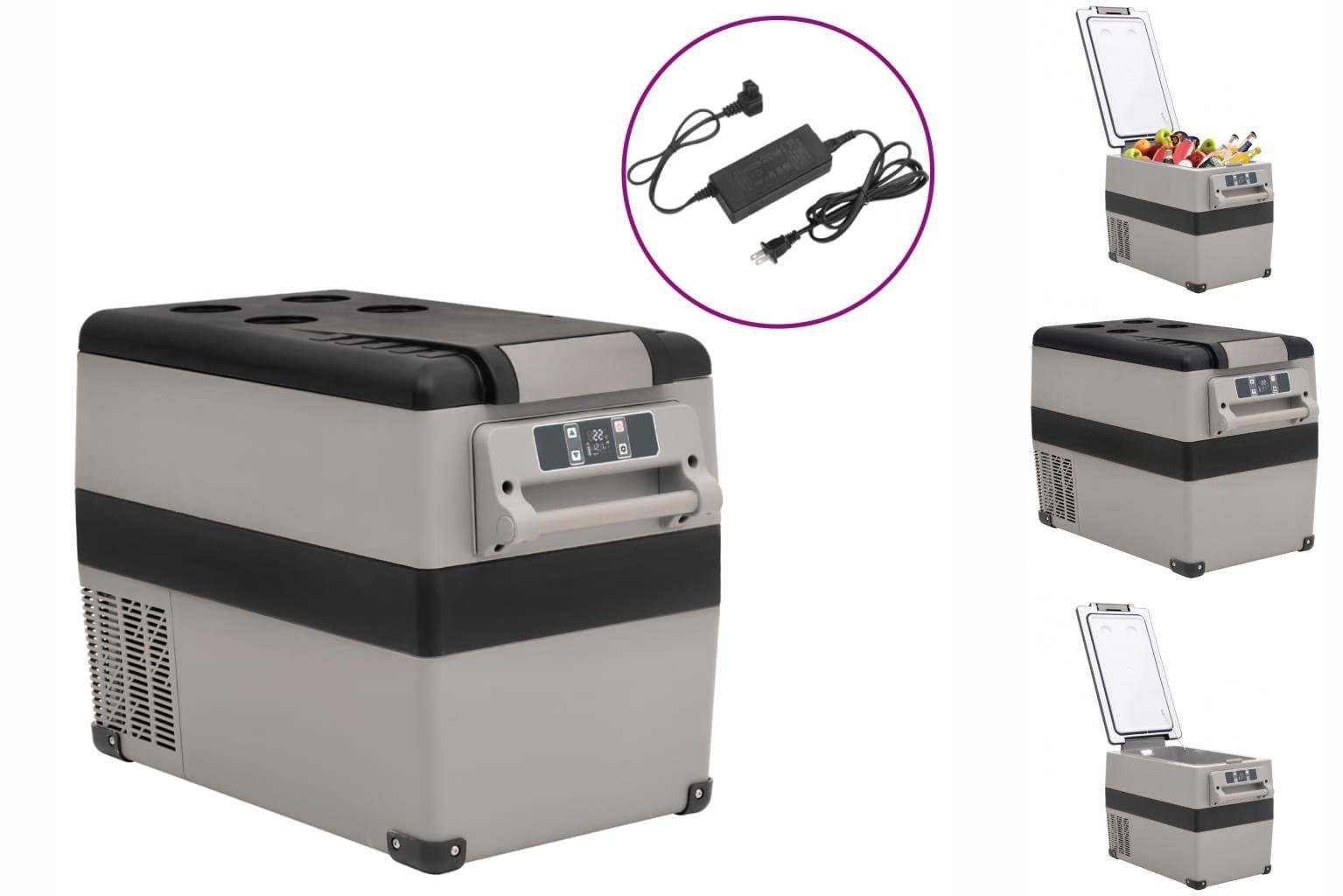vidaXL Kühlbox Kompressor Kühlbox mit Griff und Adapter Schwarz und Grau 55 L Camping