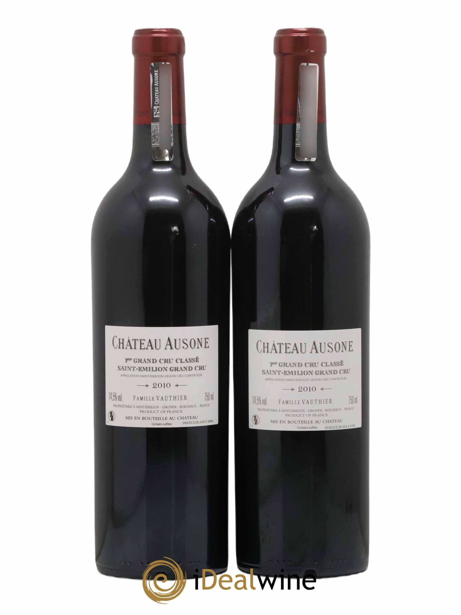 Château Ausone 1er Grand Cru Classé A  2010 - Lot de 2 Bouteilles