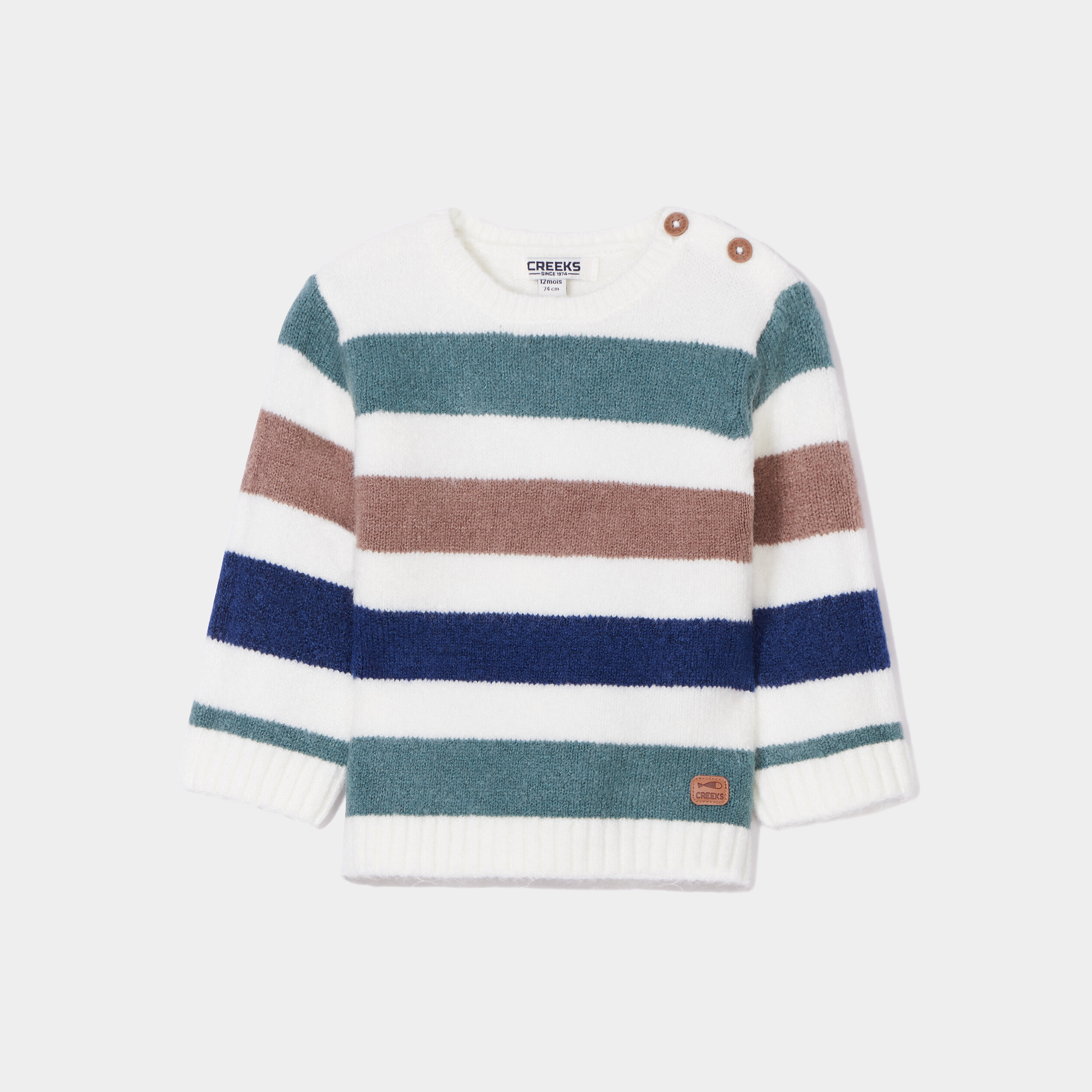 Pull boutonné manches longues Creeks ecru bébé garçon | La Halle