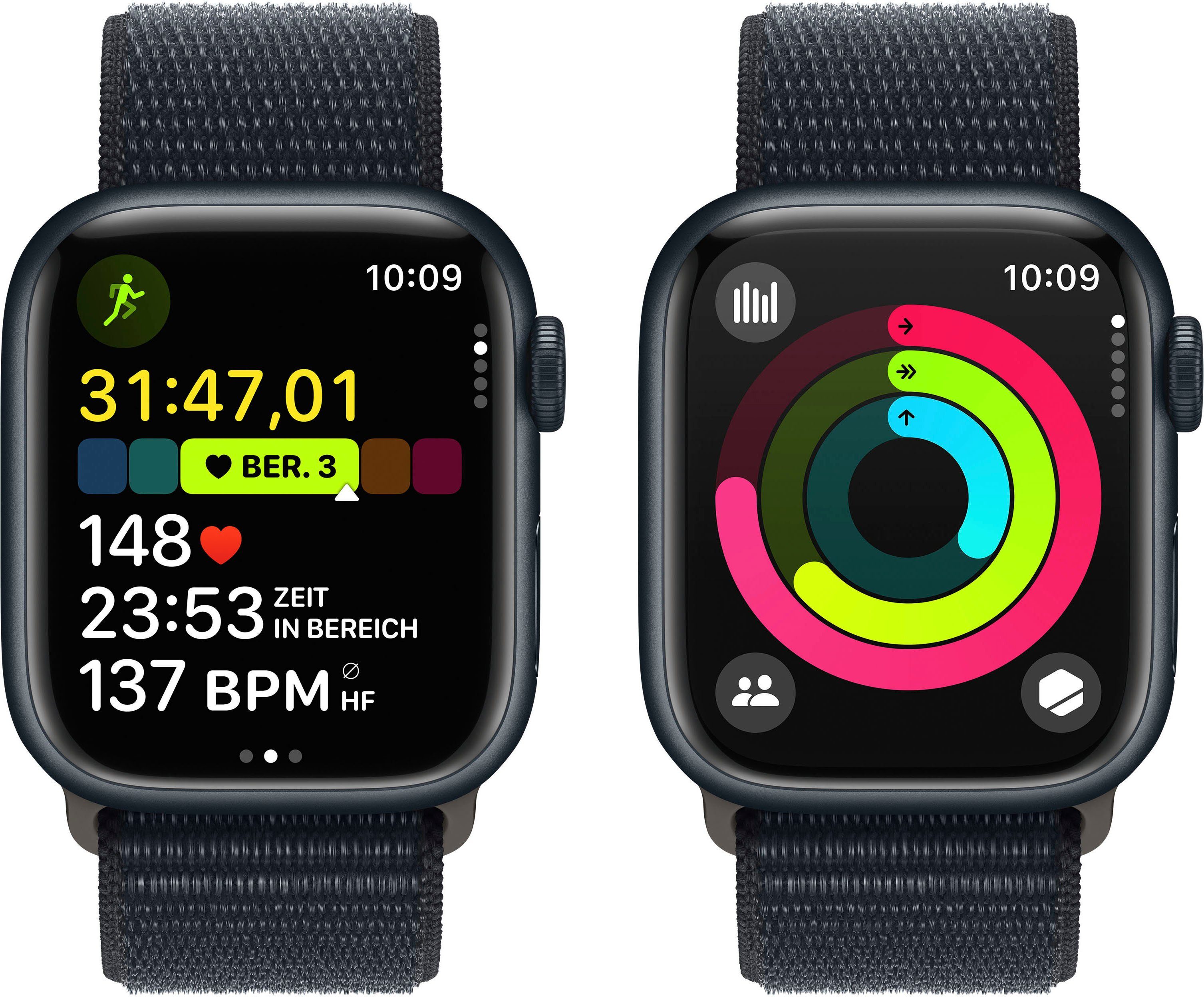 Apple Watch Series 9 GPS Aluminium 41mm Smartwatch (4,1 cm/1,69 Zoll, Watch OS 10), Sport Loop