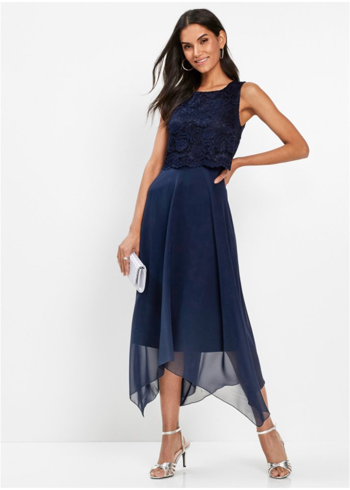 Premium Chiffonkleid mit Spitze