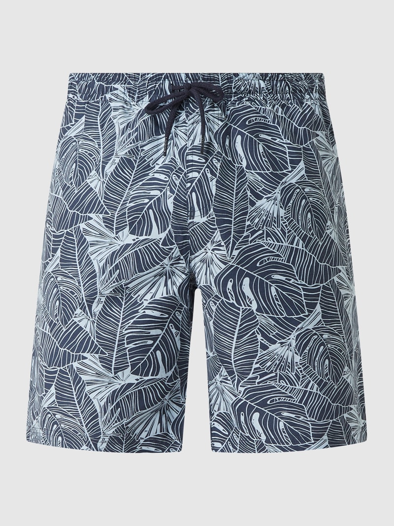 Shorts mit floralem Allover-Muster in marineblau