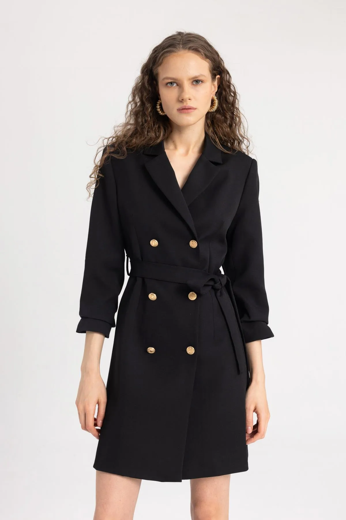 DeFacto  Schwarzes Mini-Tweed-Jackenkleid - Halbarm C1129ax24sp