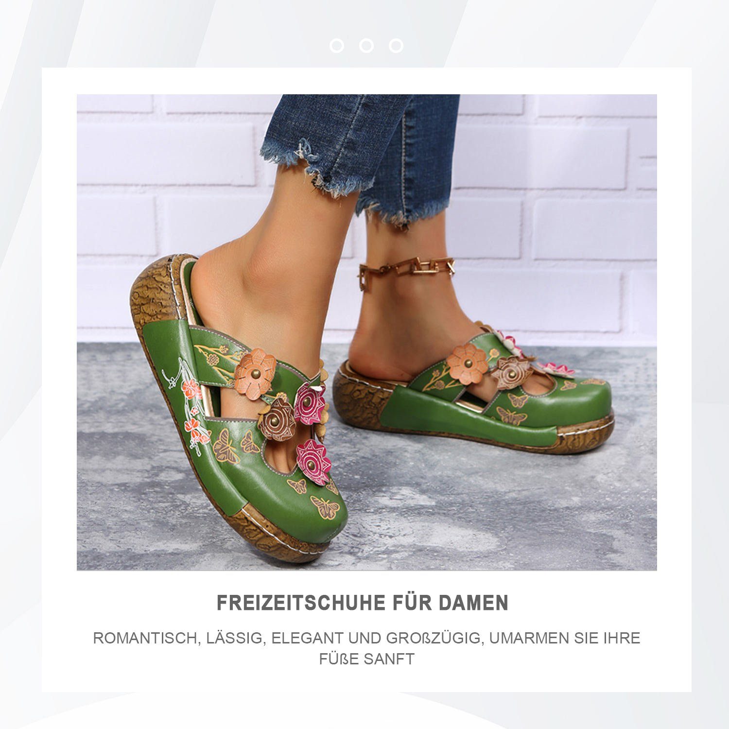 Daisred Schlappen Damen Sandalen Vintage Blume Pantoletten Hausschuhe Clog