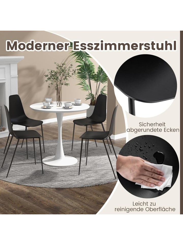 COSTWAY Esszimmerstühle 4er Set in Schwarz günstig kaufen onesize