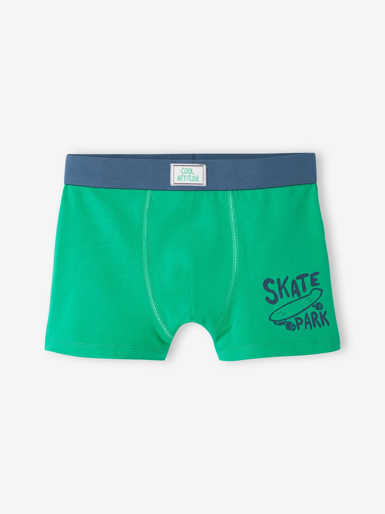 Lot de 5 boxers stretch skate garçon vert