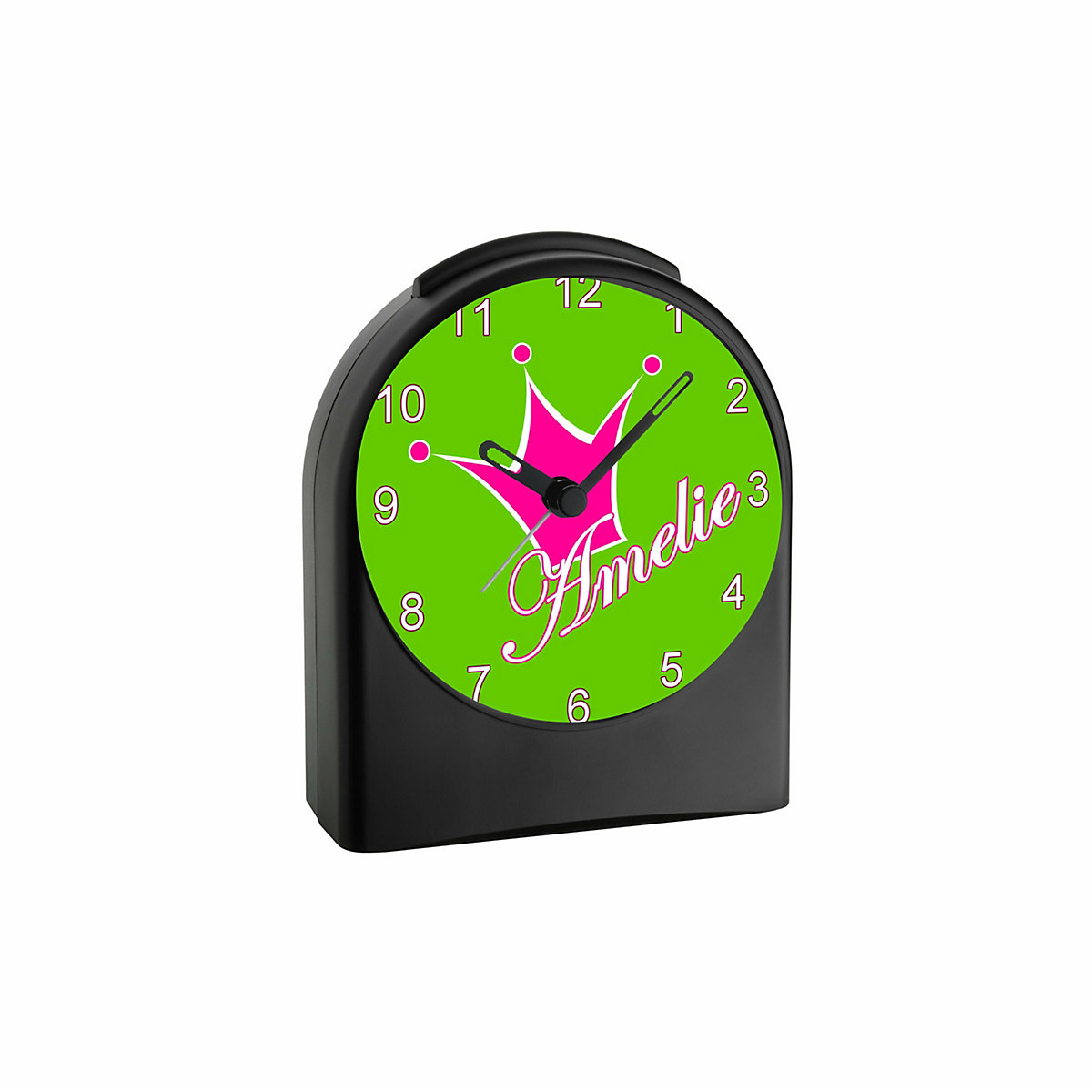 Kinder Funkwecker personalisiert mit Namen Krone Atom-/Funkuhr, 12-Stunden-Anzeigeformat, Schlummerfunktion, Nachtlicht, Geräuschlos/Ohne Ticken