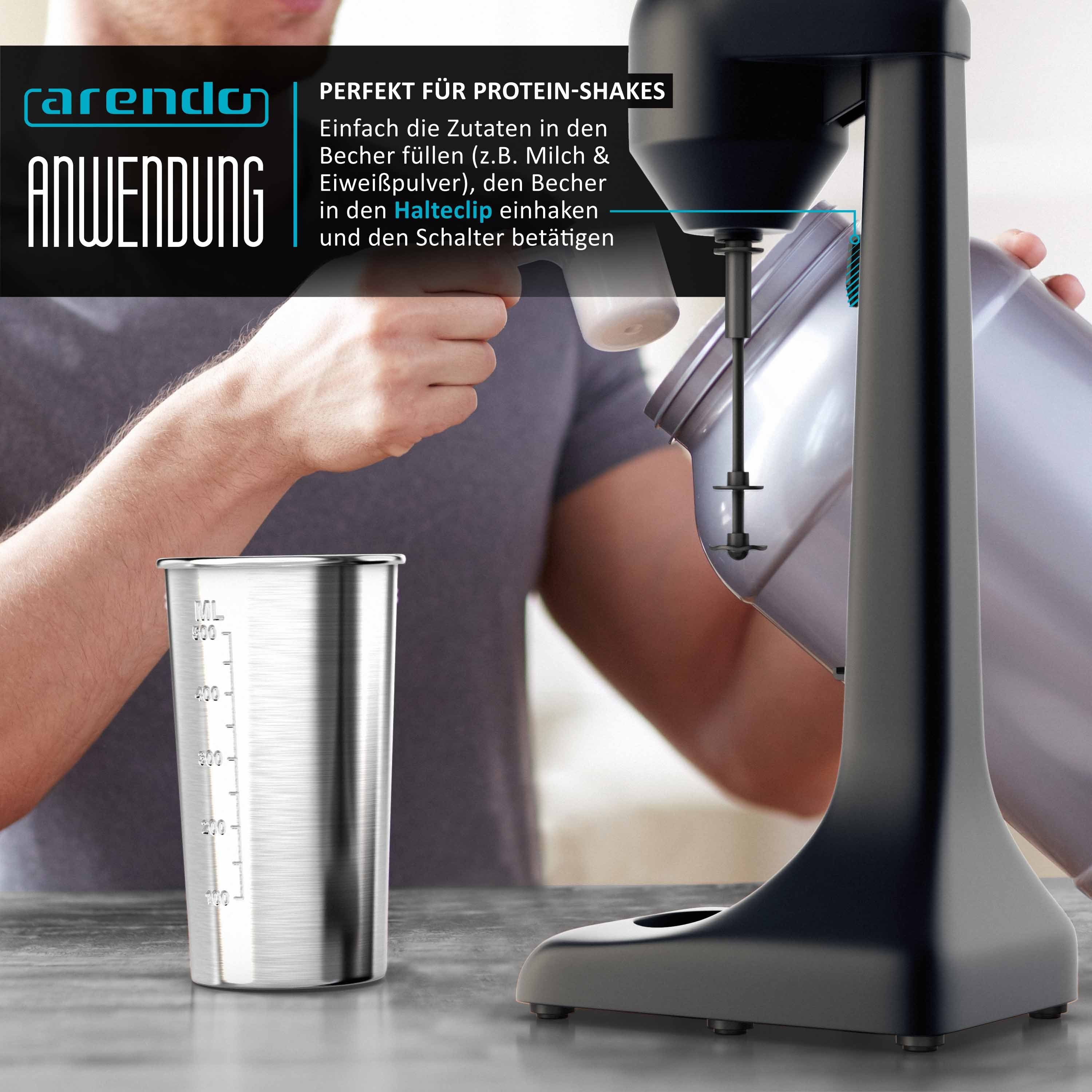 Arendo Standmixer, 100 W, Drink Mixer elektrisch mit 500ml Becher Getränkemixer mit 22.000 U/min