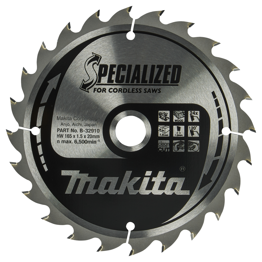 Makita Zubehör B-32910 Kreissägeblatt für Holz Spezial 165x20x1,5 24T 20g