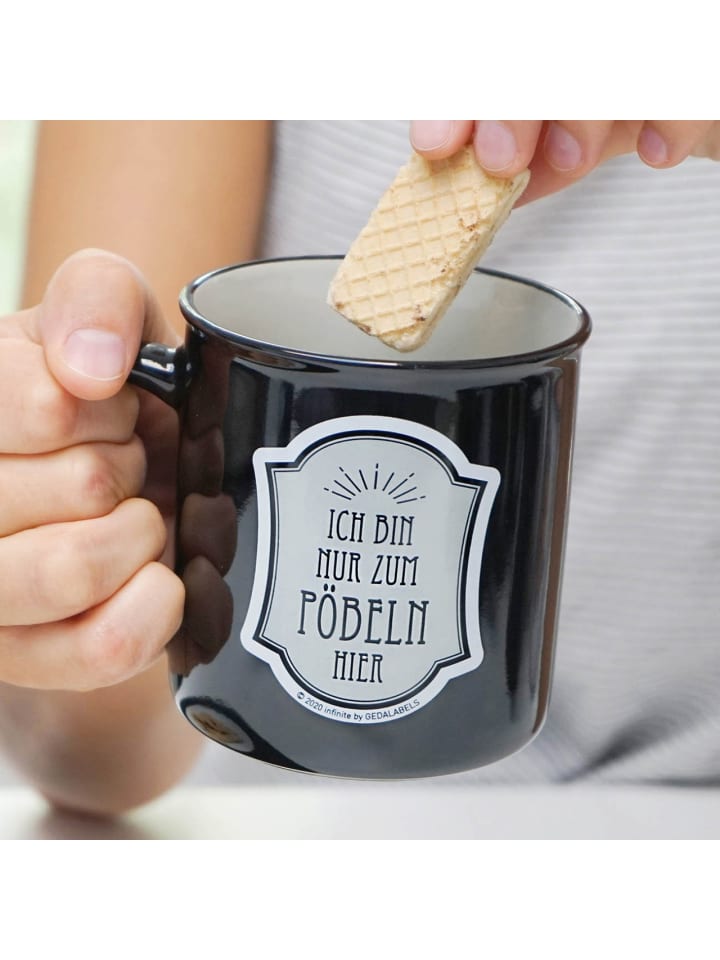 Geda Labels Tasse Pöbeln Emaille-Optik  in Grau - 400 ml günstig kaufen onesize