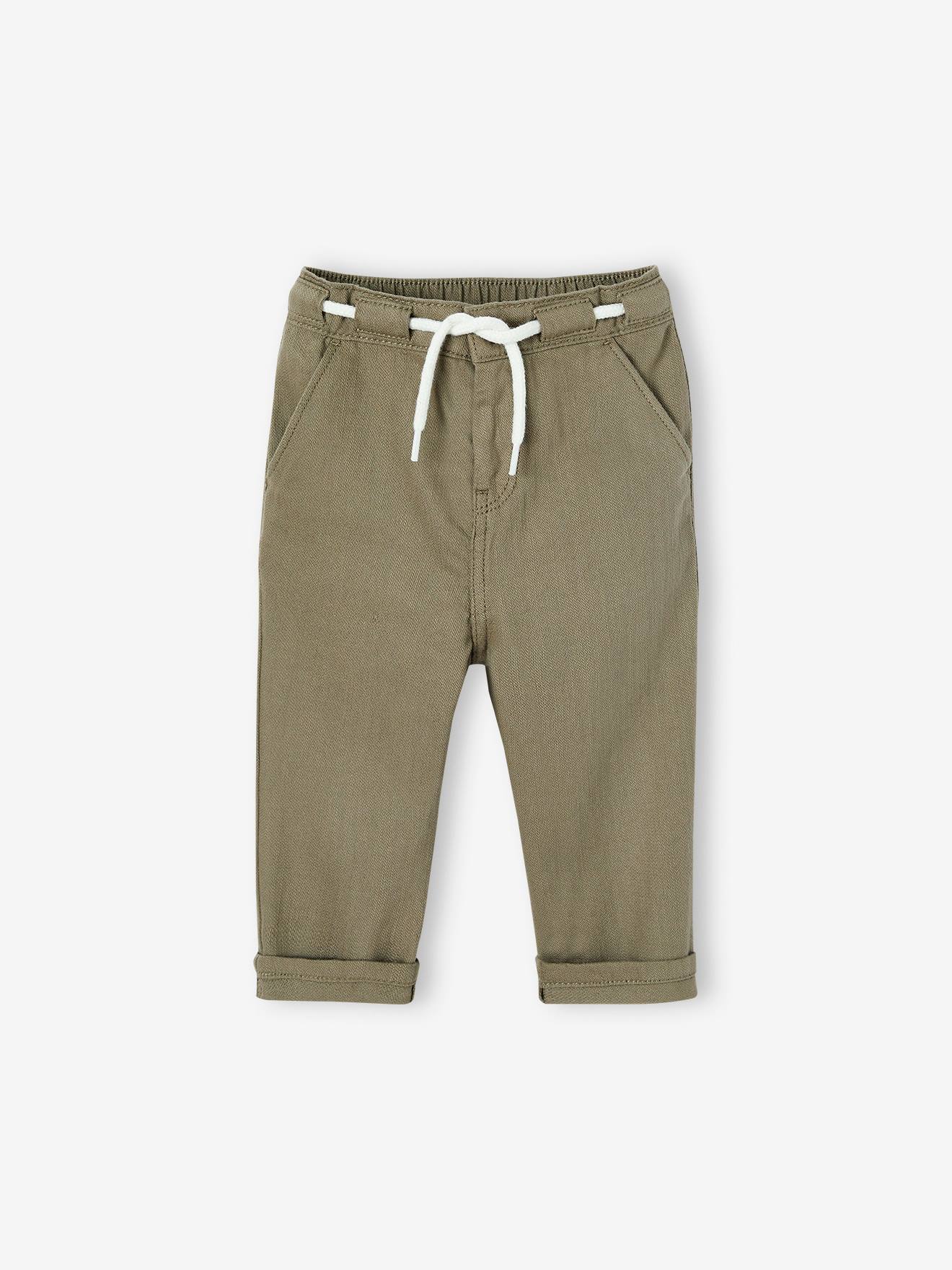 Pantalon bébé en coton flammé kaki