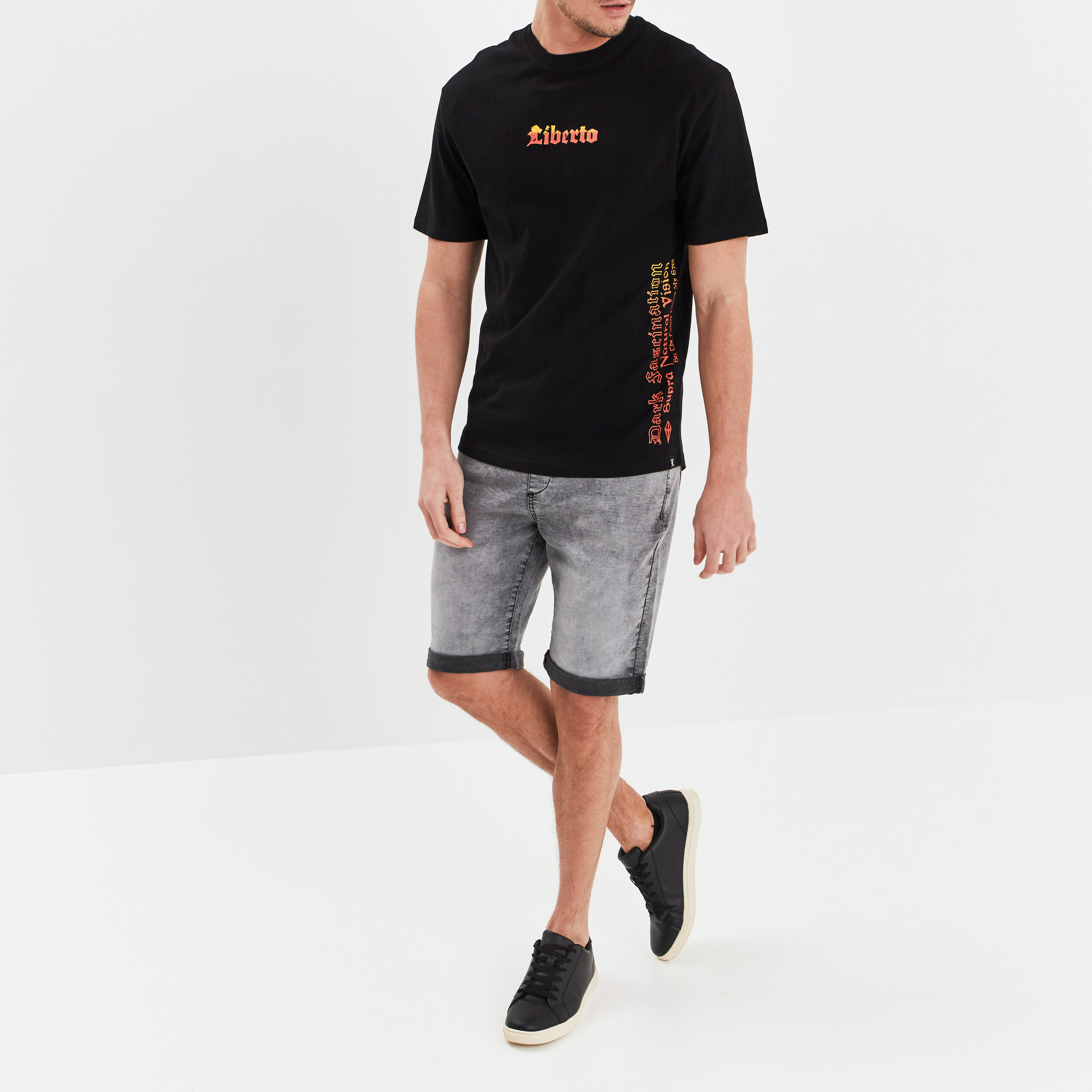 Jogging-Short avec cordon denim gris homme | La Halle