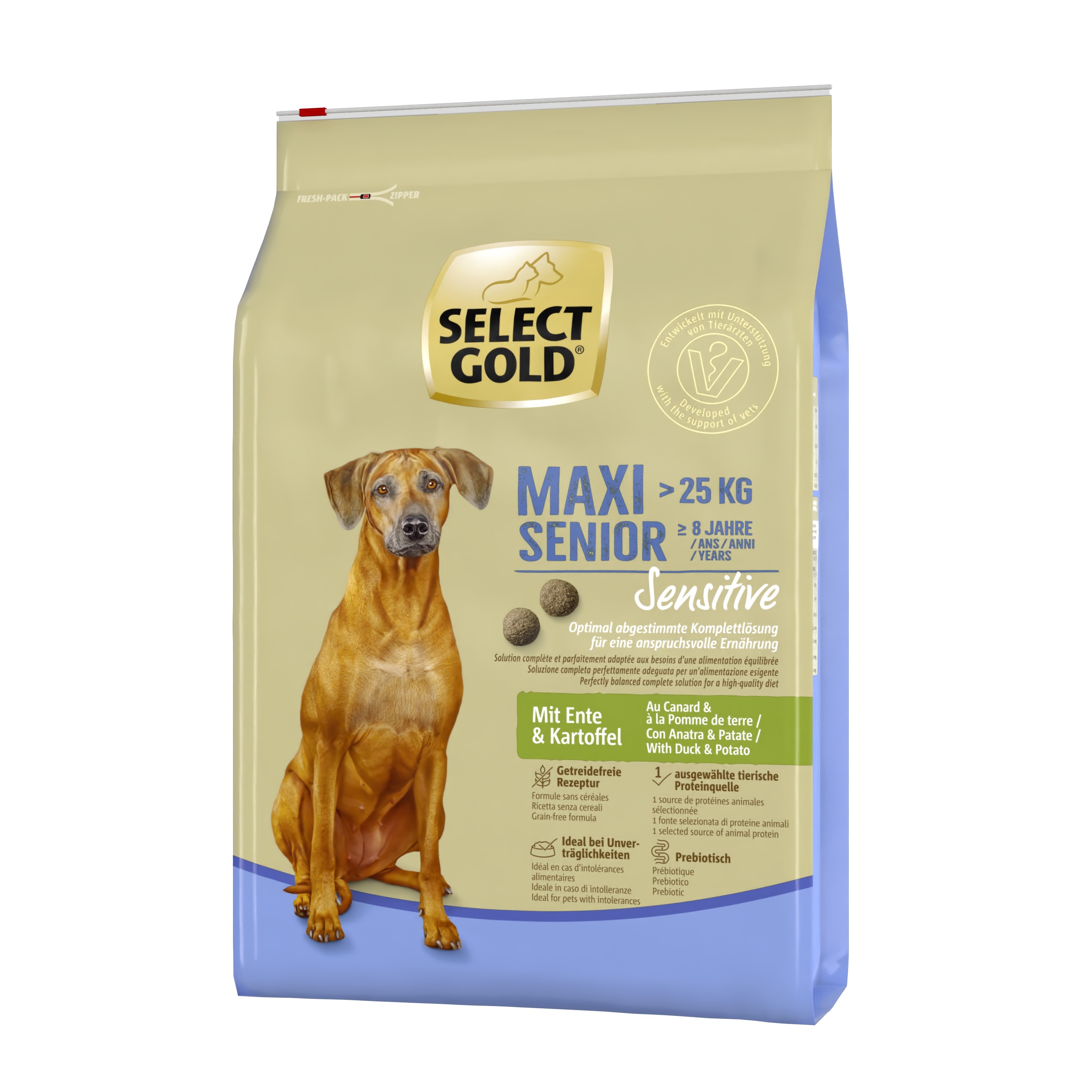 SELECT GOLD Hundetrockenfutter SELECT GOLD Sensitive Senior Maxi Ente & Kartoffel 4 kg