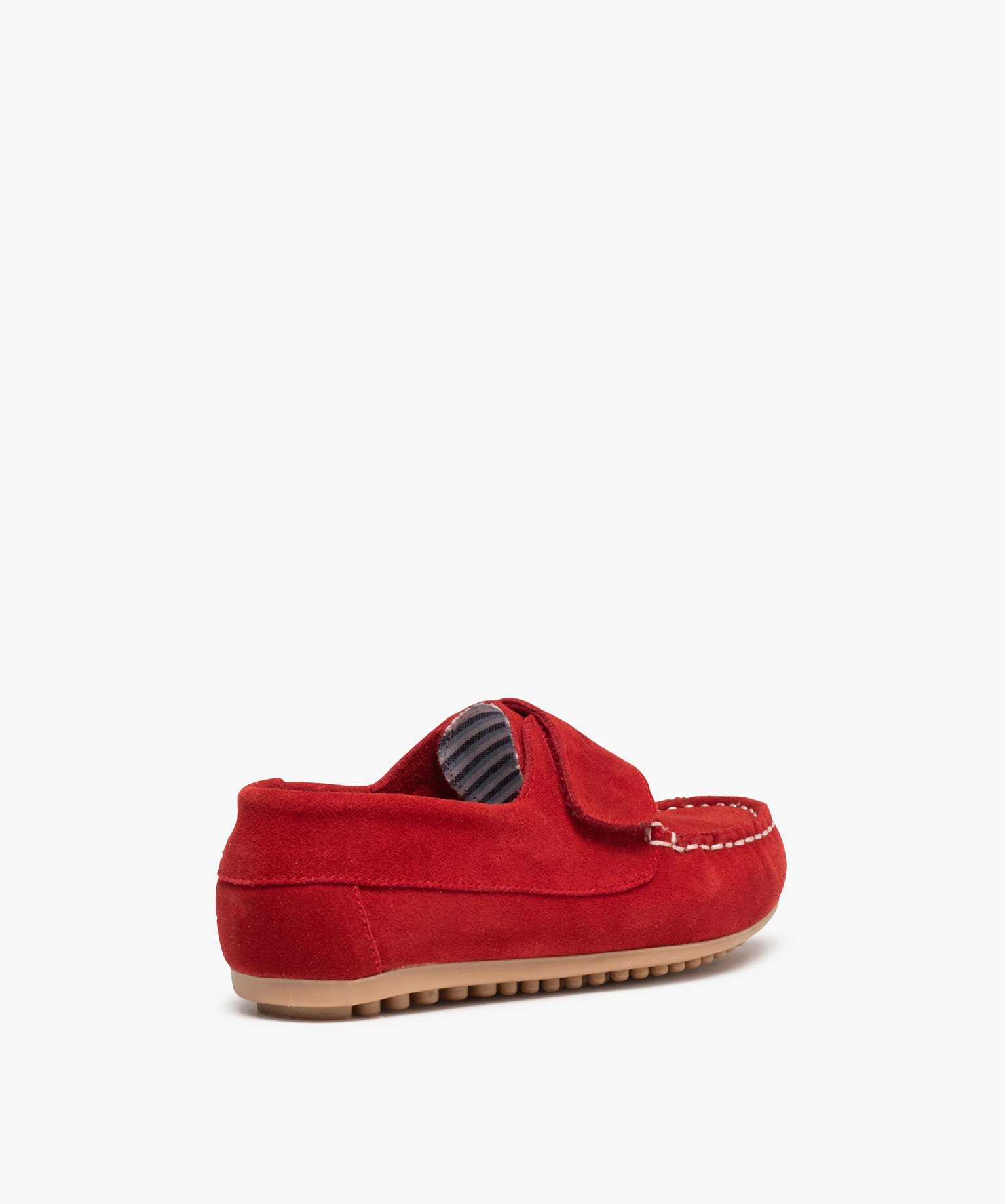 Mocassins Garçon dessus cuir retourné fermeture scratch rouge fonce | GEMO