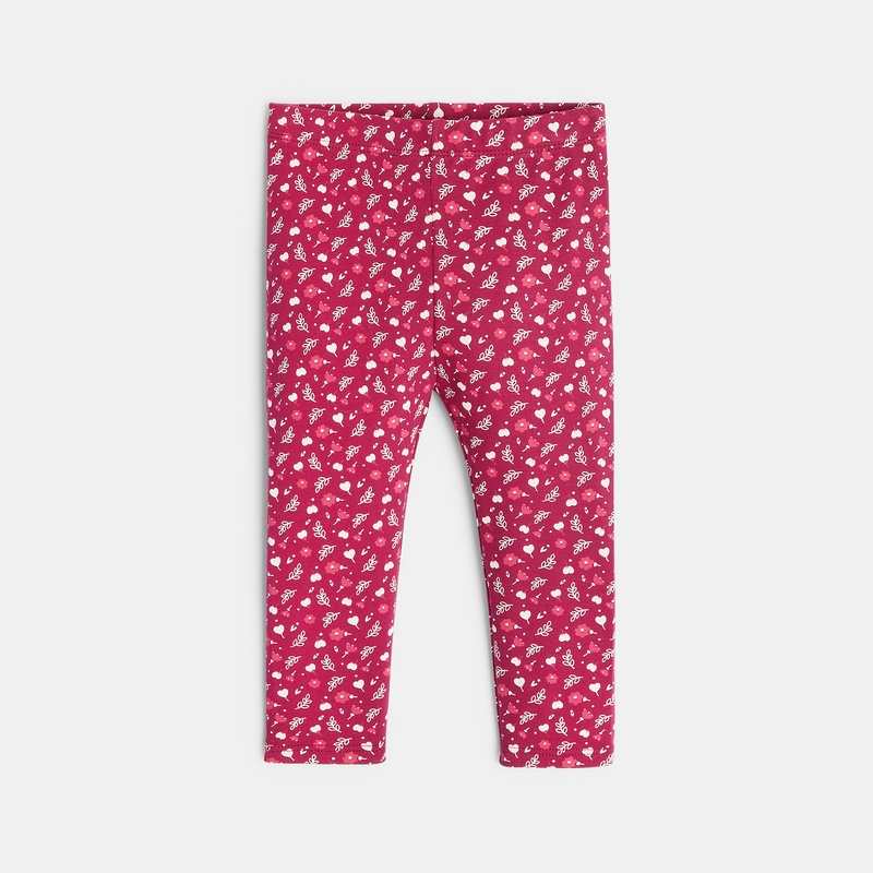 Legging fleuri rose bébé fille