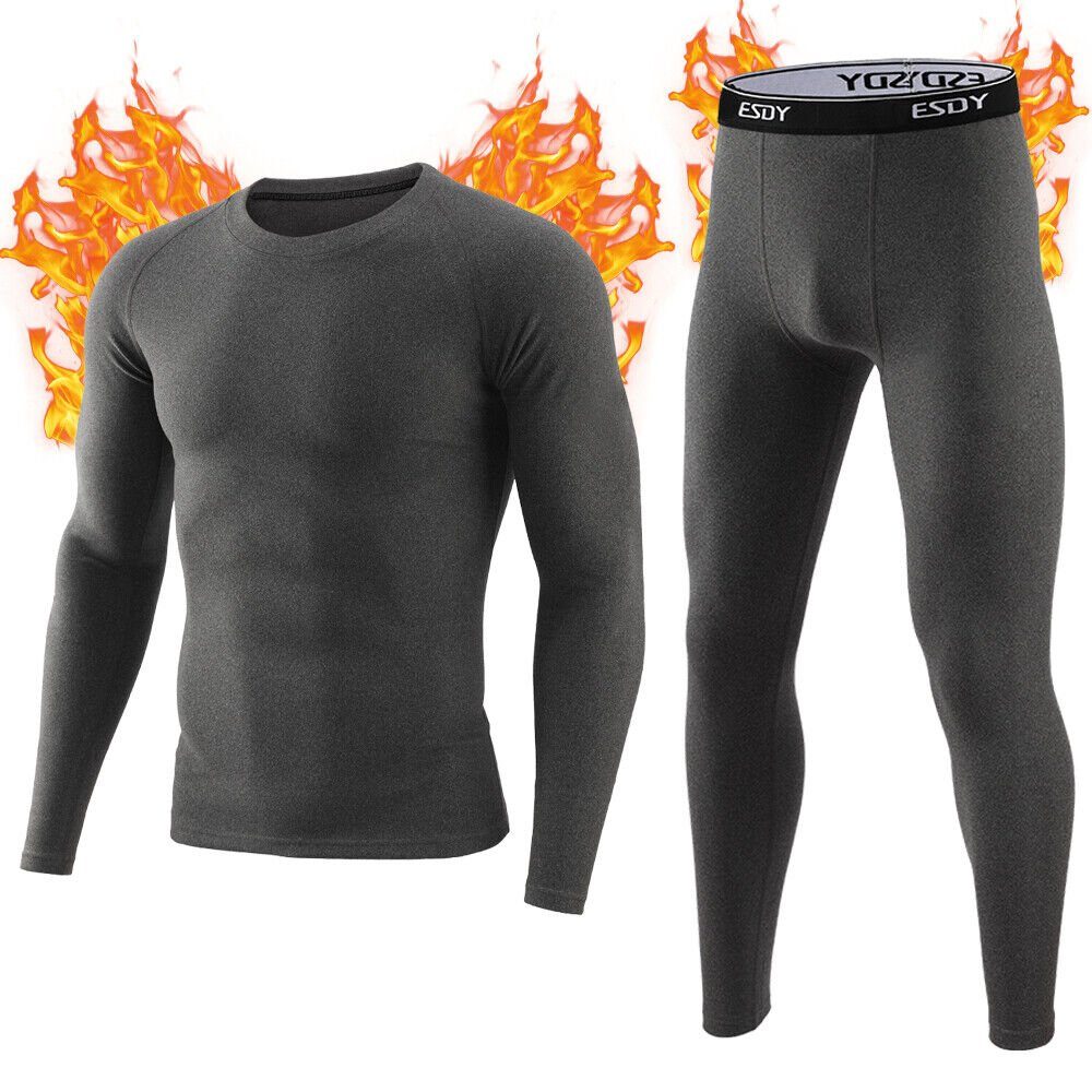 MEETYOO Thermounterhemd Herren Fleece Funktionsunterwäsche Set (Funktionsunterwäsche Skiunterwäsche Set, Lange Thermohemd Unterhose) Lange Unterhosen Kompressionsanzug