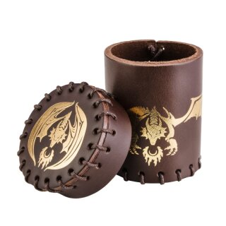 Flying Dragon Leather Dice Cup Brown & Golden