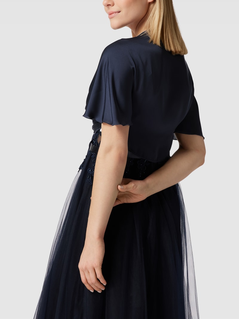 Bolero mit Schnürung in marineblau meliert
