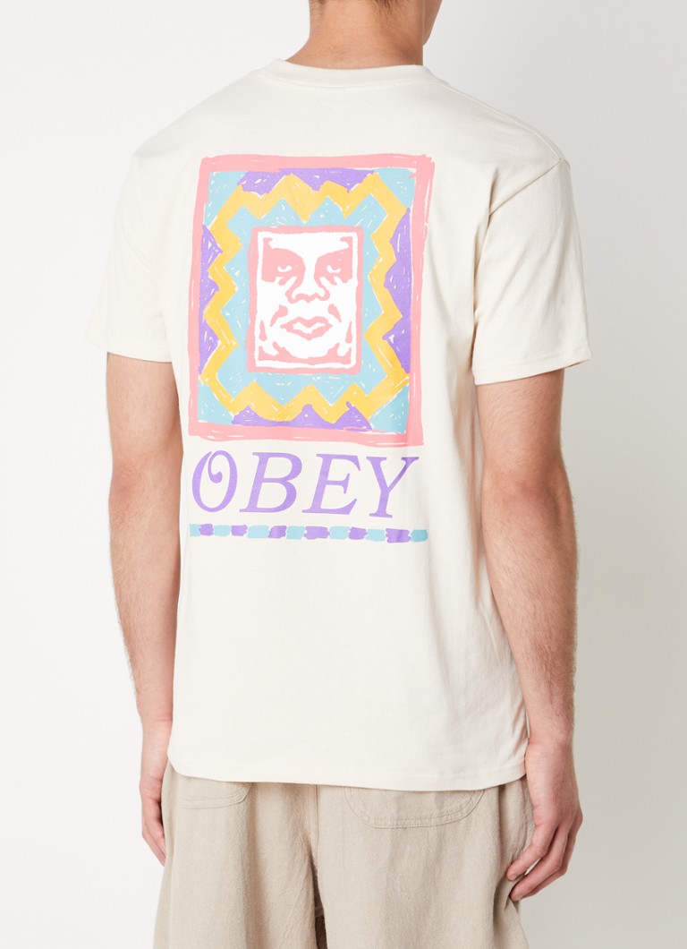 „Obey Throwback“ marškinėliai su logotipu ir spauda nugaroje