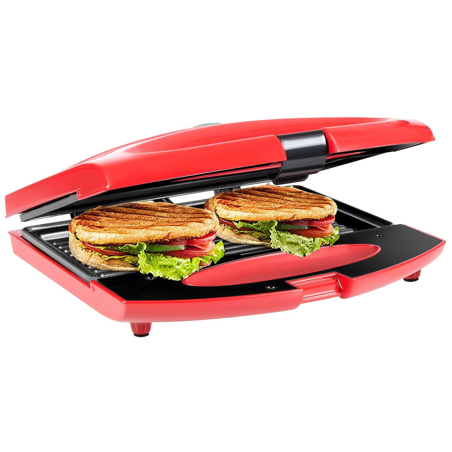 Gotoll Sandwichmaker GLHS115, 750 W, Sandwichtoasts, antihaftbeschichtete Platten, leichte Reinigung, kein Anbrennen, Sandwich-Grill, Kontaktgrills