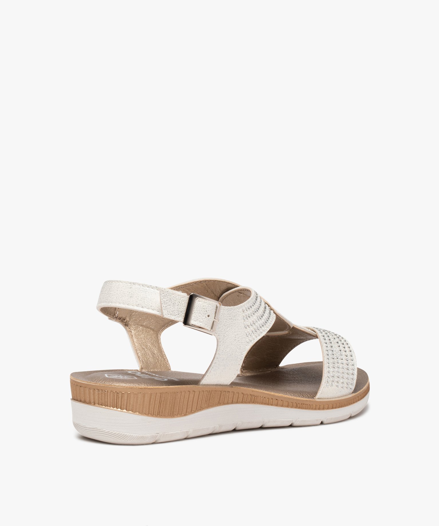 Sandales femme à brides strass et semelle amortissante blanc | GEMO