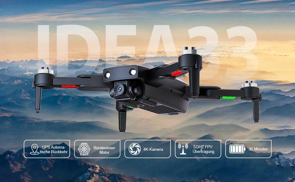 Morlyrctooy Drohne (Auflösung von 3840 x 2160, GPS Drohne mit Kamera für Erwachsene 4K HD Camera Drone Auto Rückkehr)
