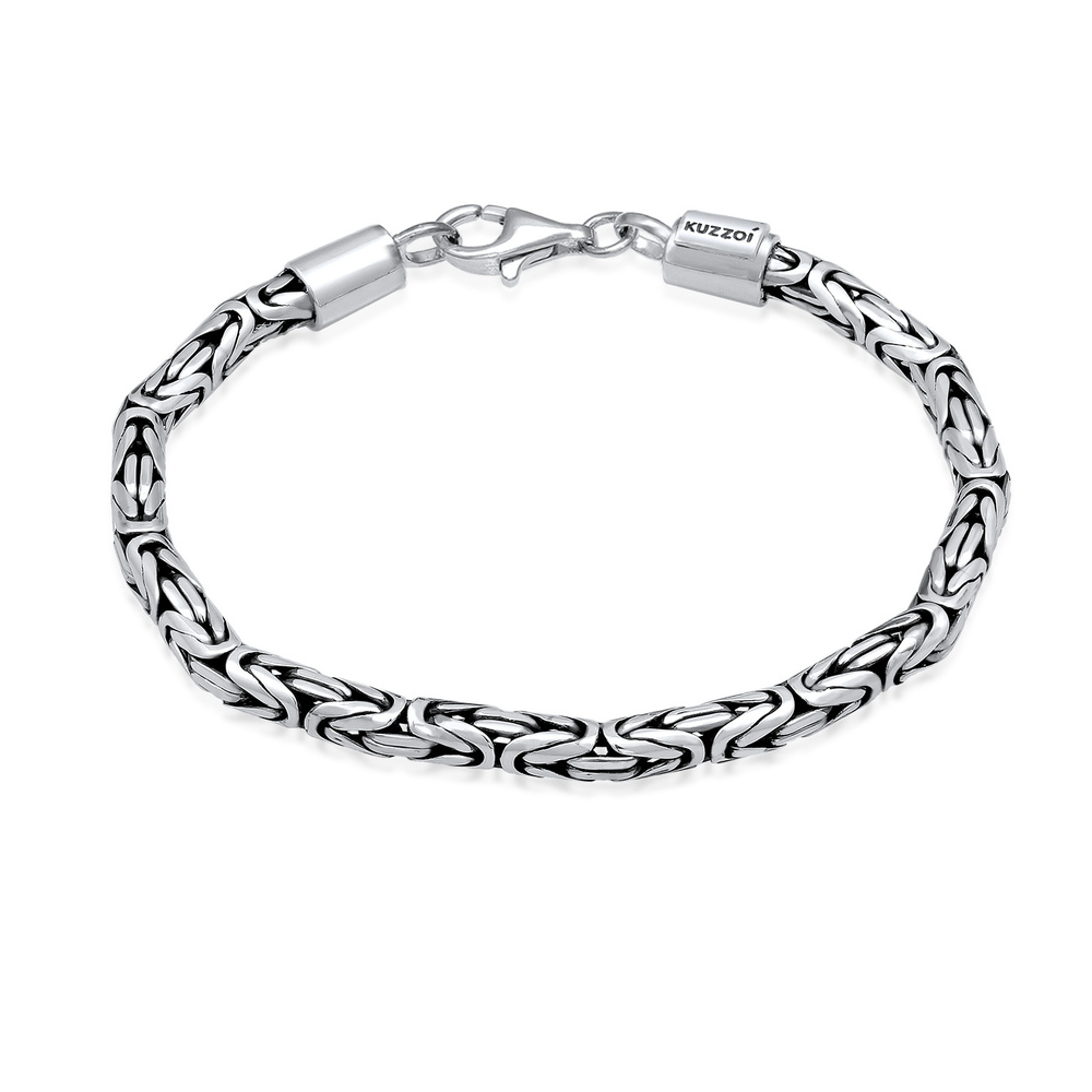 KUZZOI KUZZOI Bracelet Chaîne de base pour hommes en plaqué or 925 en argent sterling Bracelet