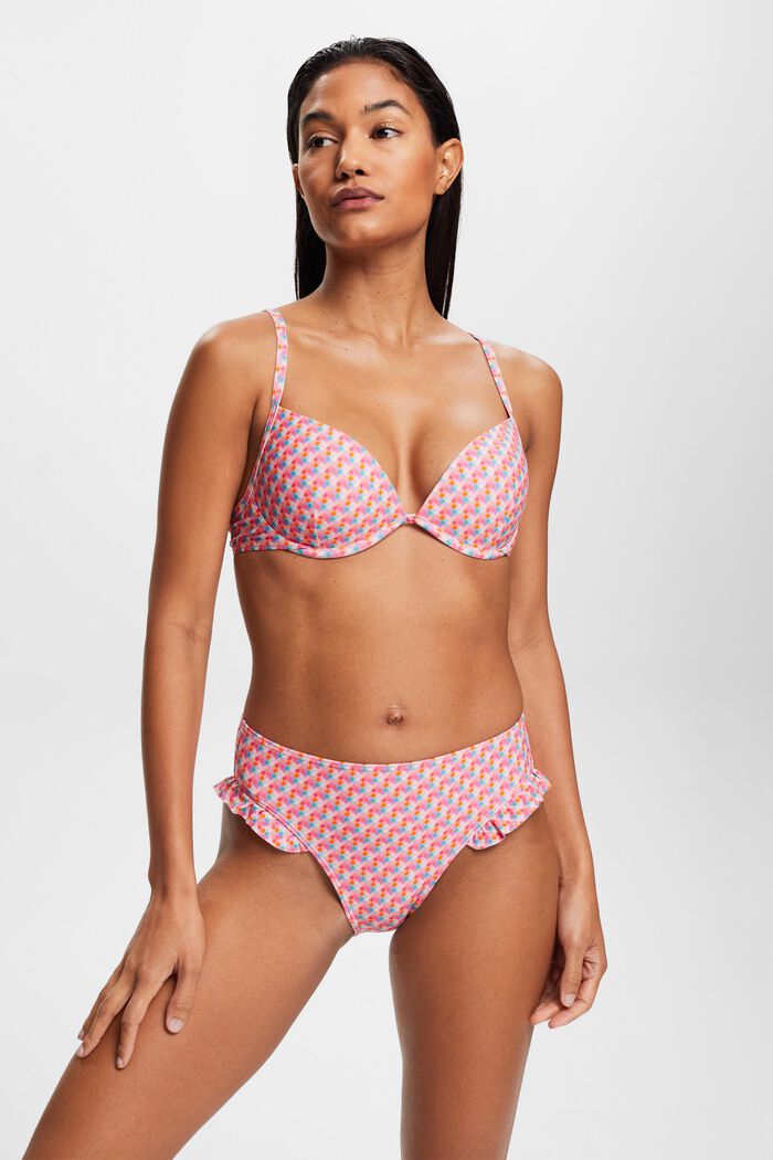 Mehrfarbige Bikinihose mit Rüschendetails