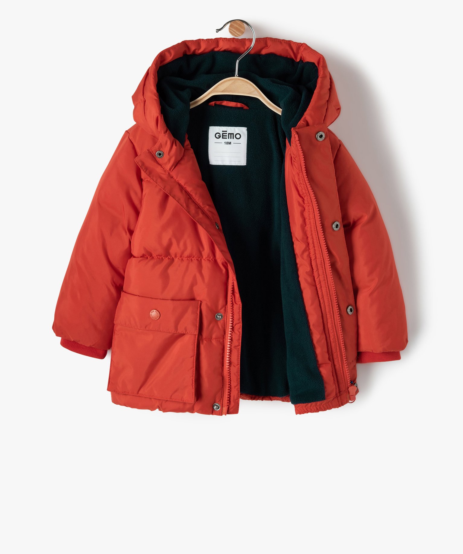 Blouson bébé Garçon matelassé avec capuche orange | GEMO