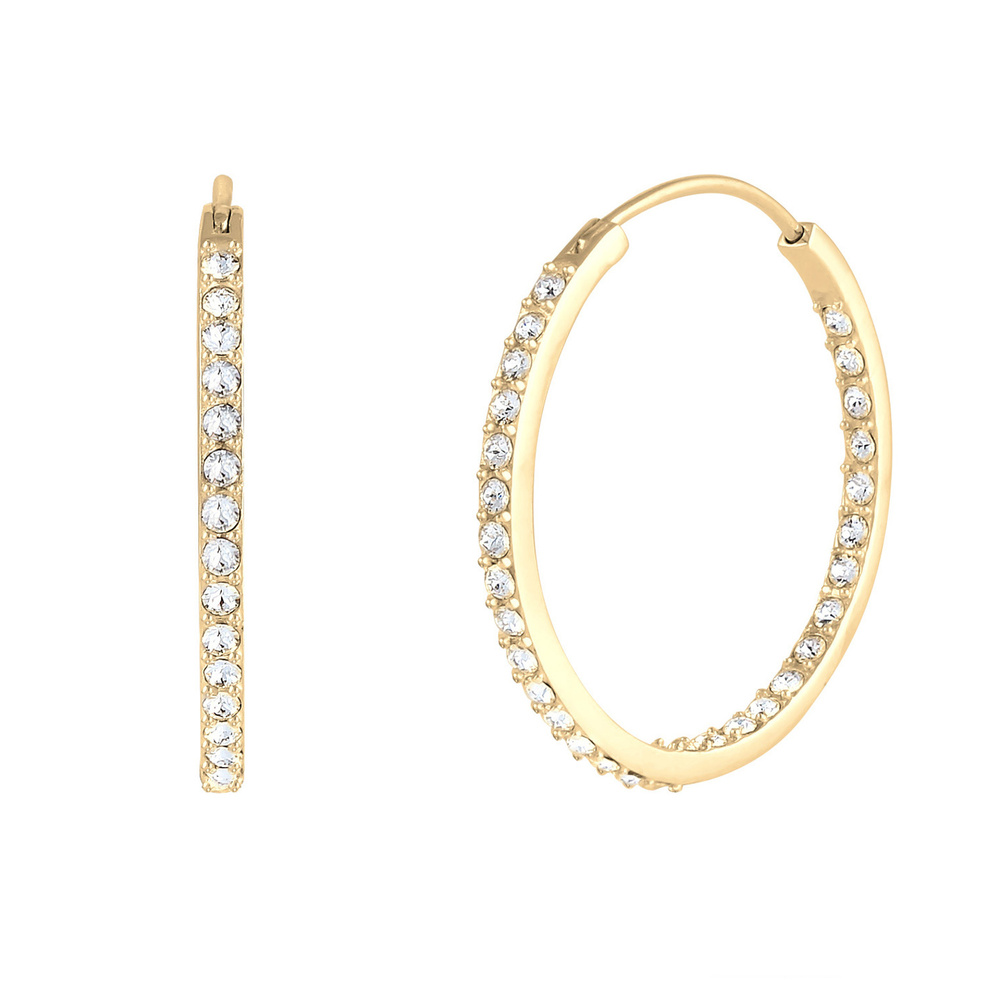 Elli Elli Boucles d'Oreilles Femmes Créoles Étincelantes avec Cristaux en Argent Sterl Boucles d'oreilles