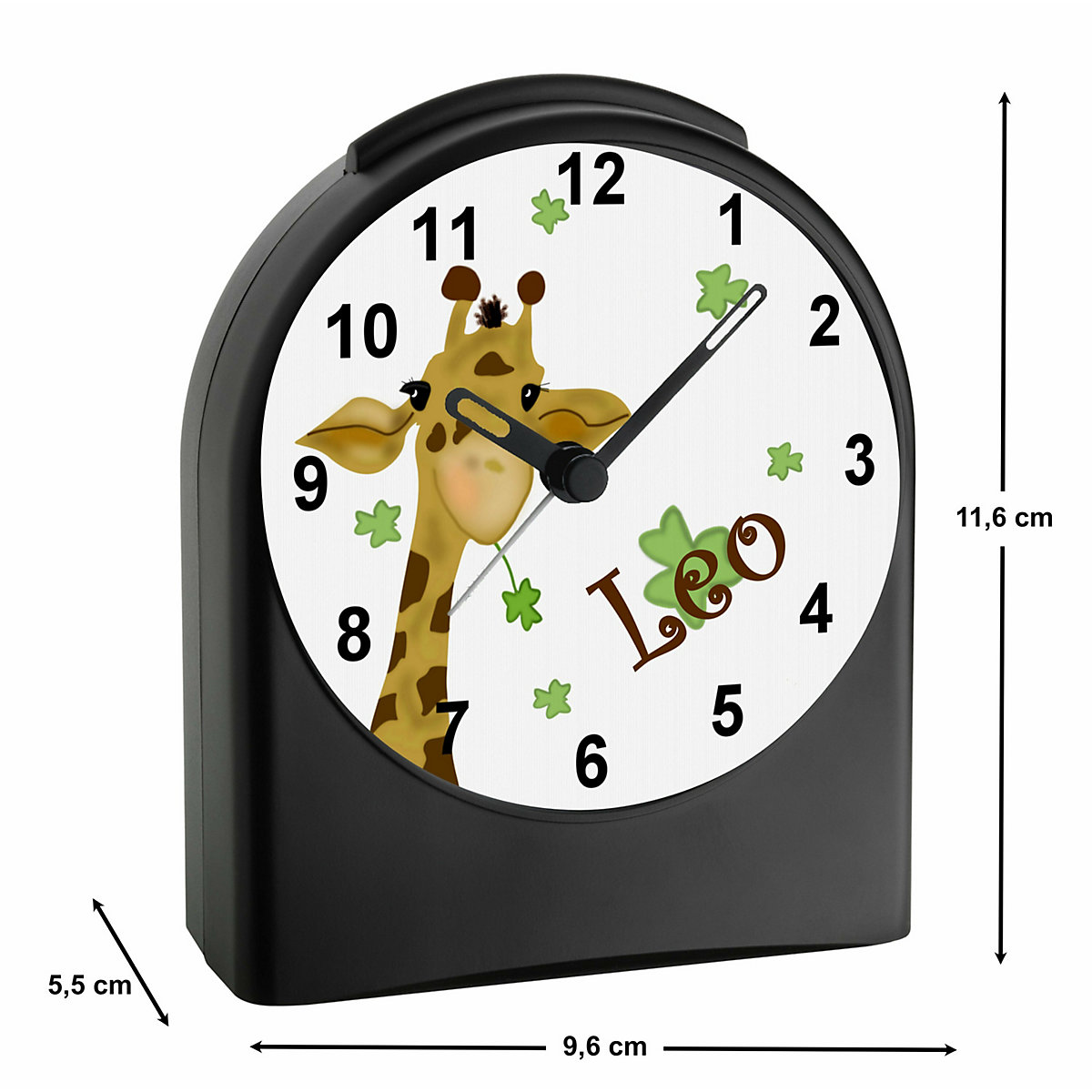 Kinder Funkwecker personalisiert mit Namen Giraffe Atom-/Funkuhr, 12-Stunden-Anzeigeformat, Schlummerfunktion, Nachtlicht, Geräuschlos/Ohne Ticken