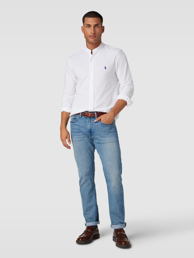 Slim Fit Freizeithemd mit Stehkragen Modell 'FEATHERWEIGHT MESH' in weiß